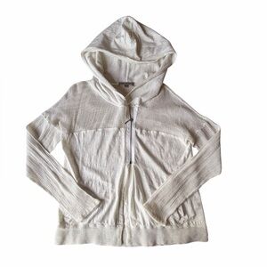 People Like Frank White 1/2 Zip Mesh Hoodie Shirt / Jacket / Beach Cover Up, Med